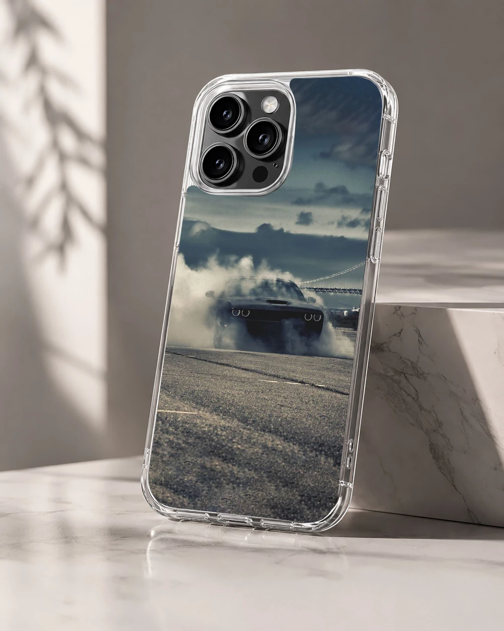 American Car phone cover for iPhone 16 Pro in black and blue